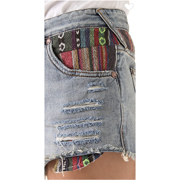 Free People Baja Serape Rugged Cut Off Jean Shorts - Picture 4 of 13